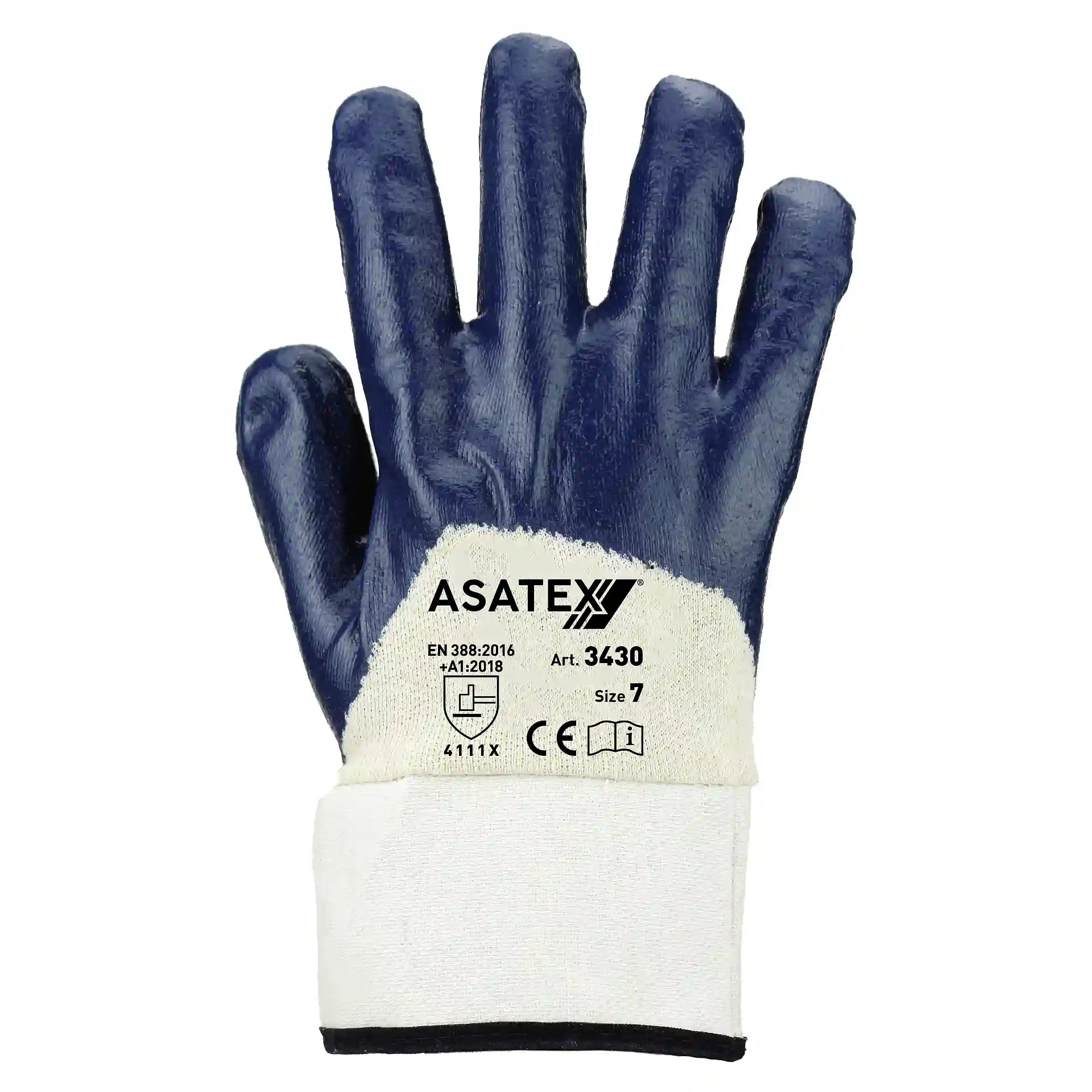 BLAUER NITRIL HANDSCHUH MIT STULPE